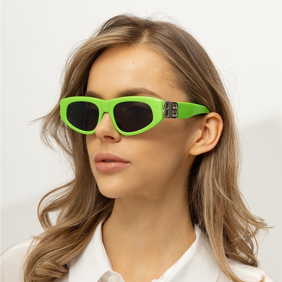 NEW BALENCIAGA BB0095S 009 OVAL GREEN GREY WOMEN SUNGLASSES BALENCIAGA - Picture 2 of 15